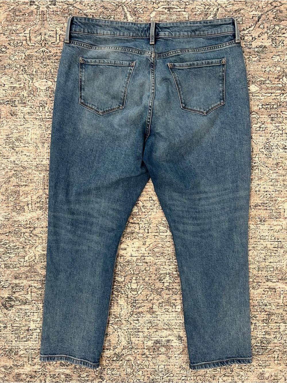 Ana Mid Rise Boyfriend Jeans Women's 14W Blue Denim Stretch - Picture 5 of 12